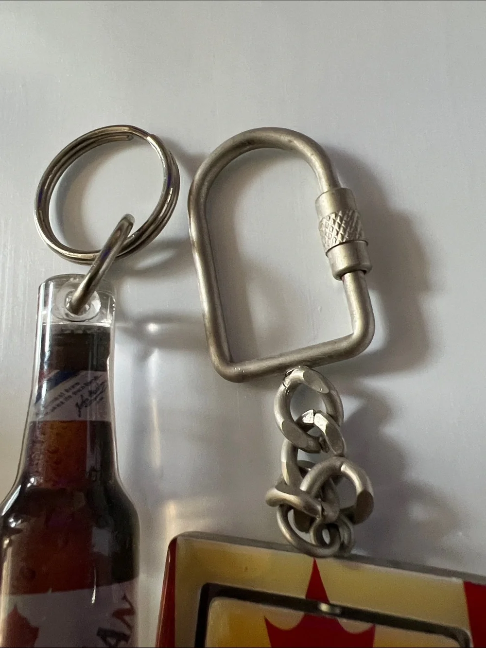 Millennium Maple Keychain & Beer Bottle Key Ring Set - Red and Silver